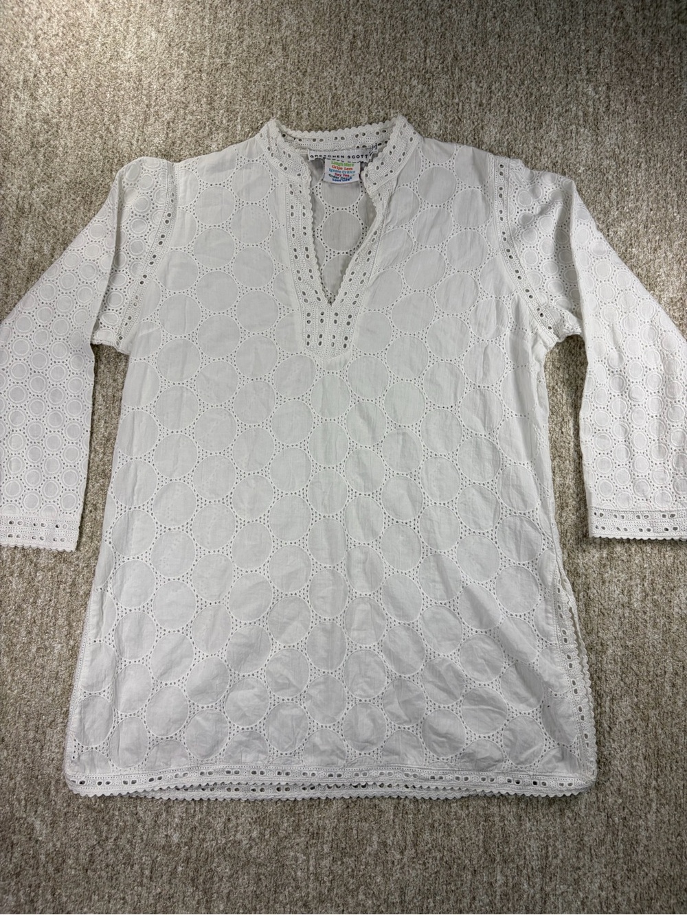 Gretchen Scott Designs White Eyelet V-Neck Tunic